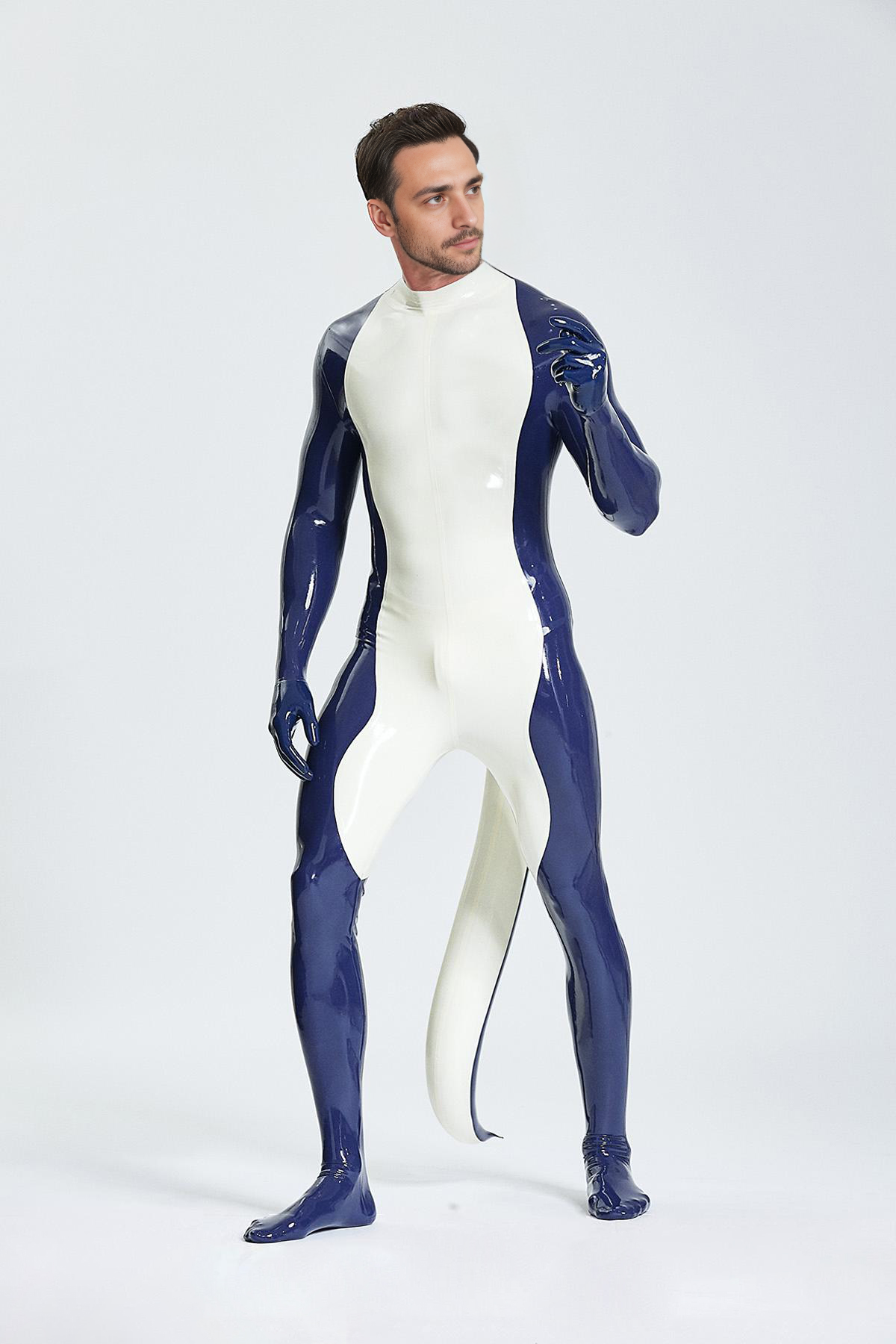 Male Purr-fect Inflated Tail Catsuit With Feet & Gloves
