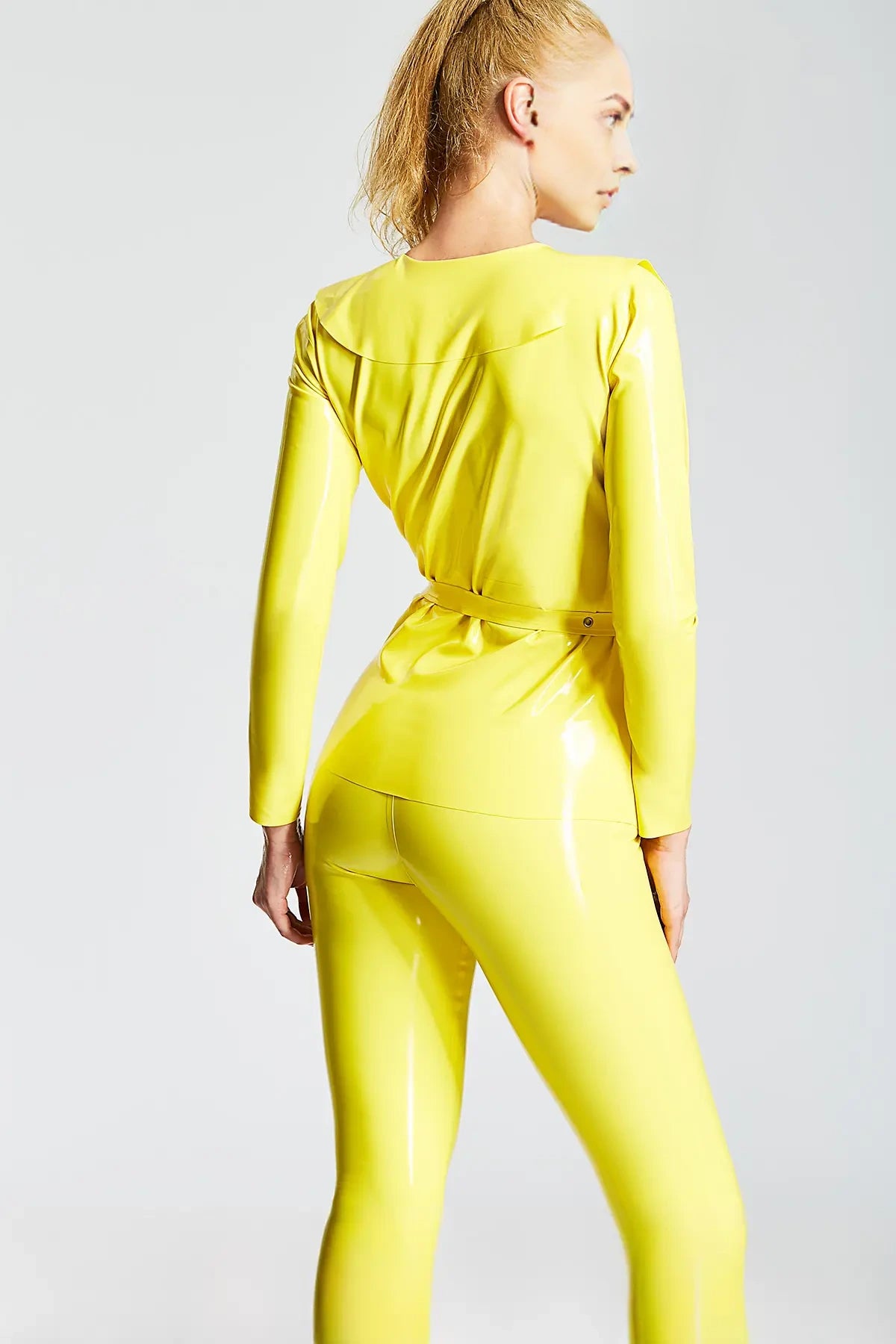 Yellow Latex Two-Piece Suit