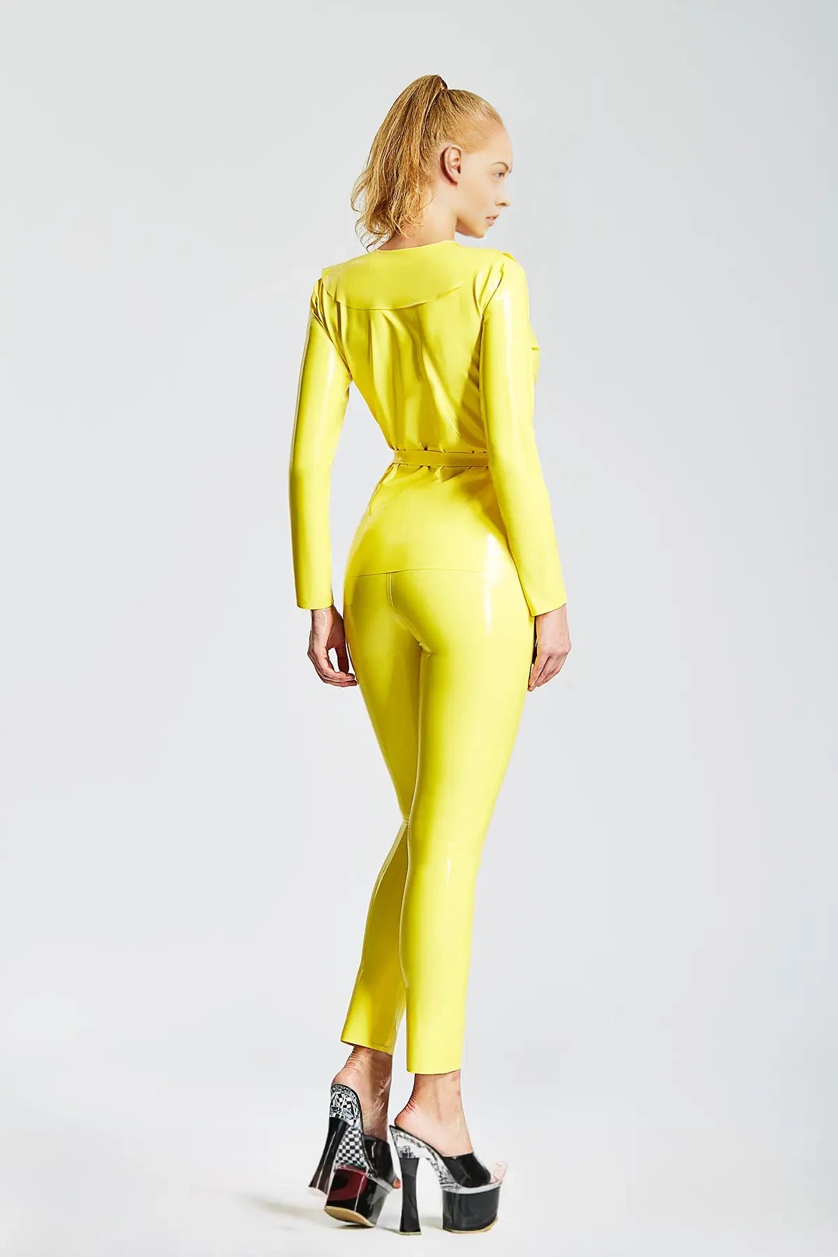 Yellow Latex Two-Piece Suit