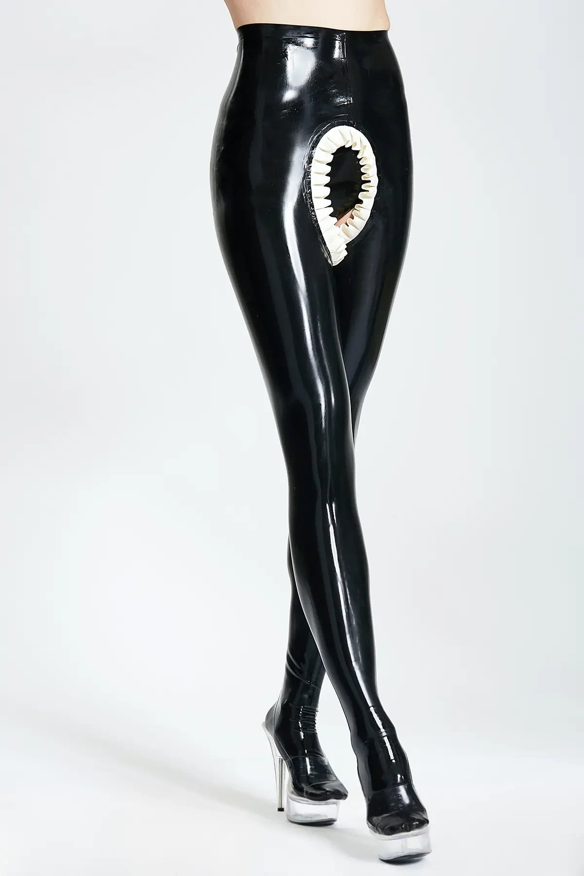 'Frilly Surprise' High-Waisted Open Crotch Leggings