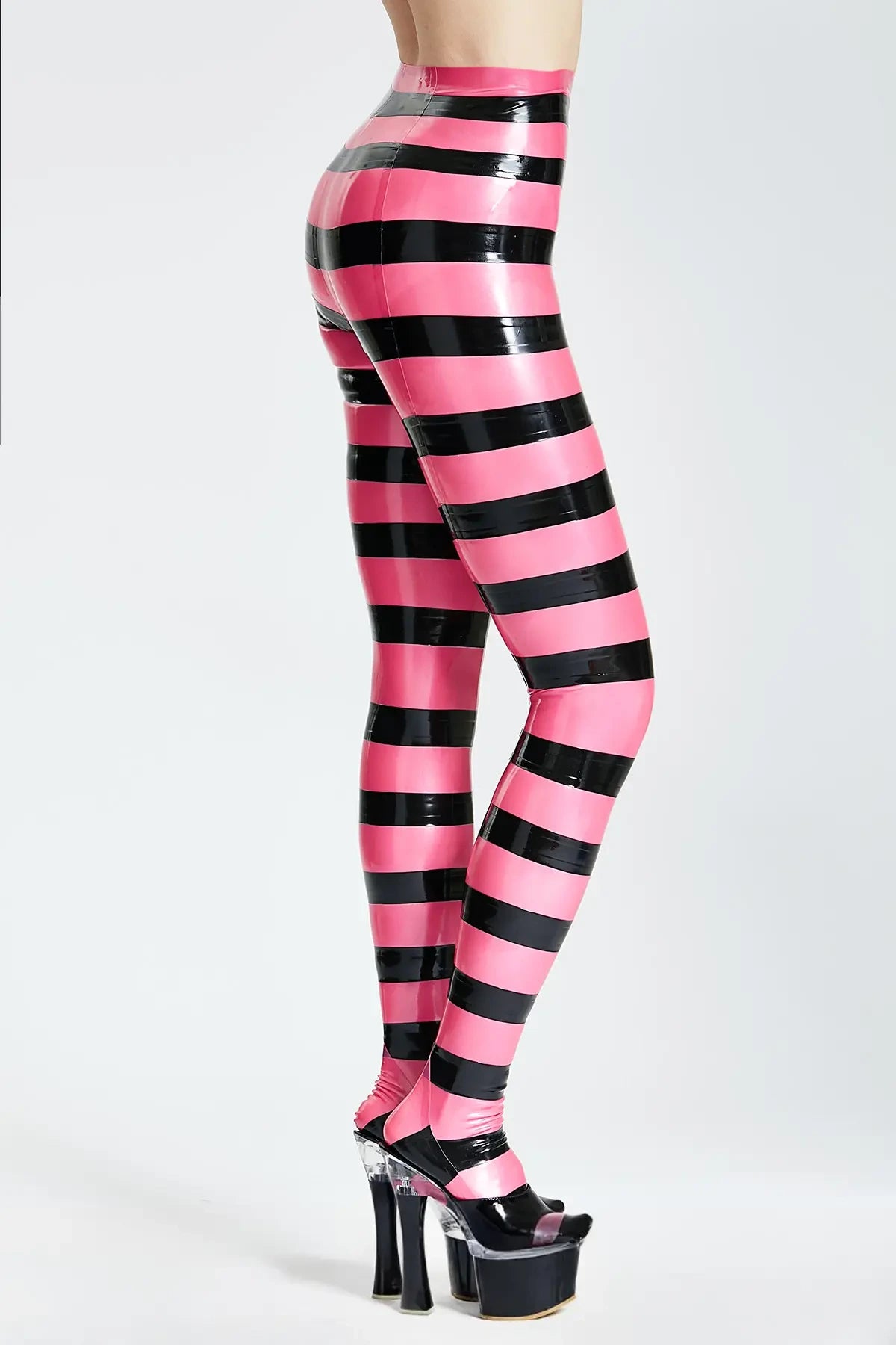 'Candy' Striped Latex Tights