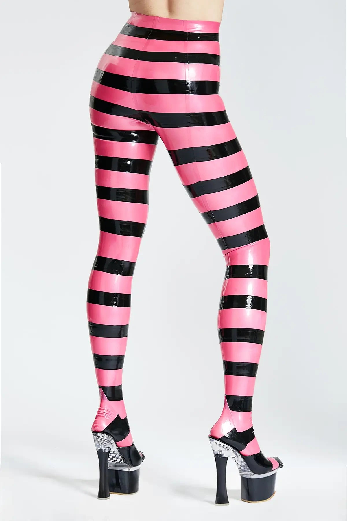 'Candy' Striped Latex Tights