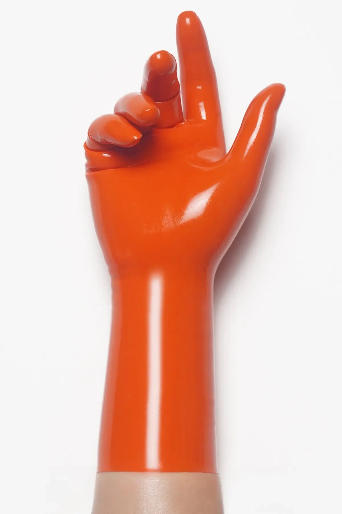 Orange Classic Short Molded Latex Gloves