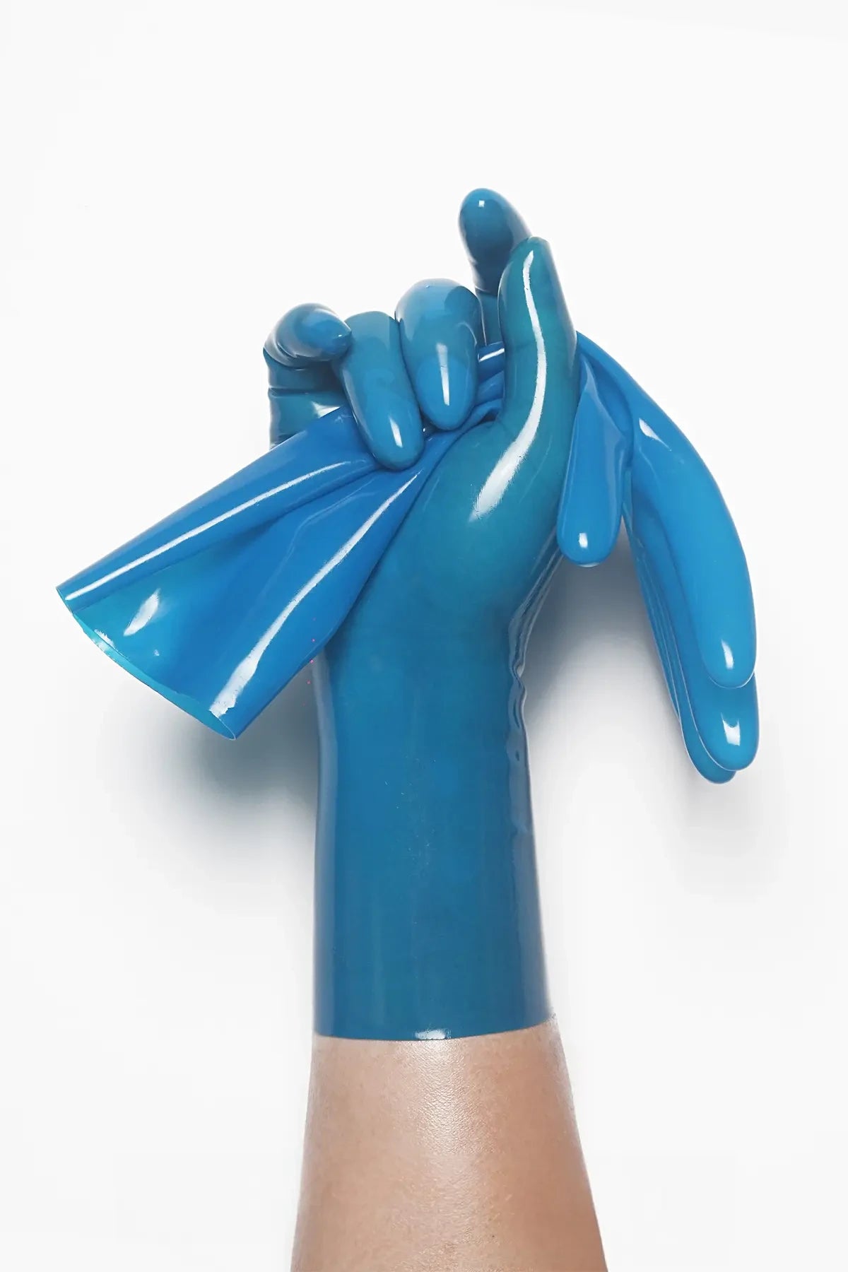 Translucent Blue Classic Short Molded Latex Gloves