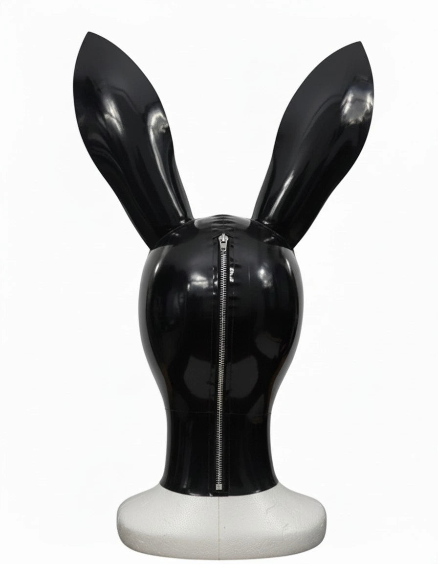 Black Latex Bunny Hood