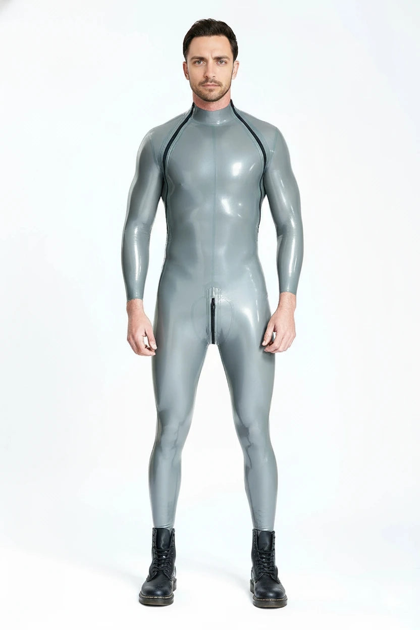Male Double-Diagonal Zip Catsuit