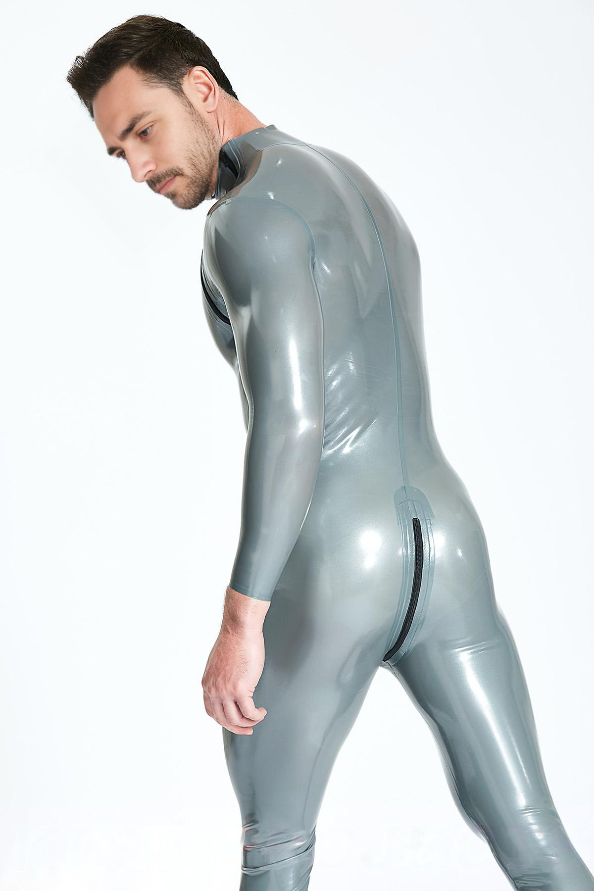 Catsuit für Männer mit doppeltem diagonalen Reißverschluss