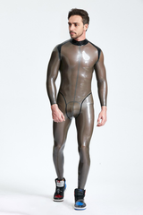 Männlicher Platin-Latex-Catsuit
