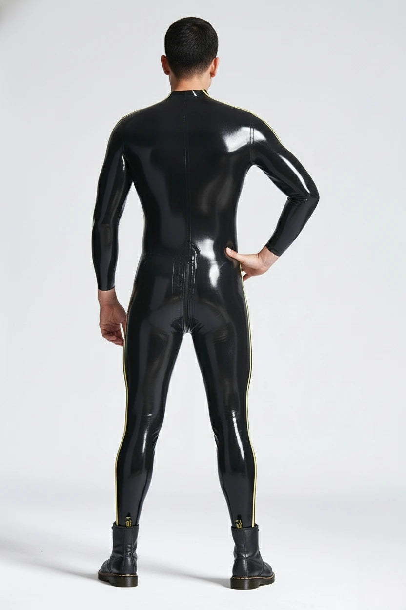 Male Triple-Striper Shoulder-Zipper Catsuit
