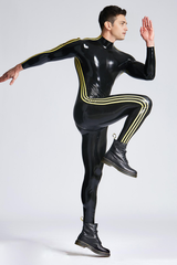 Catsuit für Männer mit drei Streifen und Schulterreißverschluss