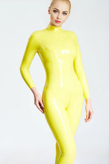 Vibrant Yellow Latex Catsuit | Full-Zip Back Entry Catsuit
