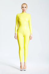Vibrant Yellow Latex Catsuit | Full-Zip Back Entry Catsuit