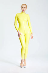 Vibrant Yellow Latex Catsuit | Full-Zip Back Entry Catsuit