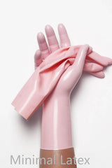 Babyroze klassieke korte gegoten latexhandschoenen