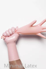Babyroze klassieke korte gegoten latexhandschoenen