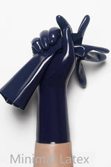Donkerblauwe klassieke korte gegoten latexhandschoenen