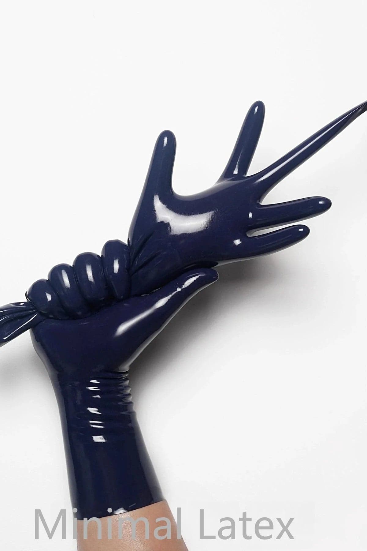 Donkerblauwe klassieke korte gegoten latexhandschoenen
