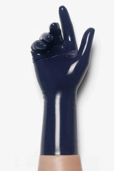 Dunkelblaue klassische kurze Handschuhe aus geformtem Latex