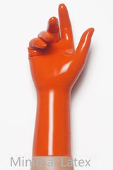 Oranje klassieke korte gegoten latexhandschoenen