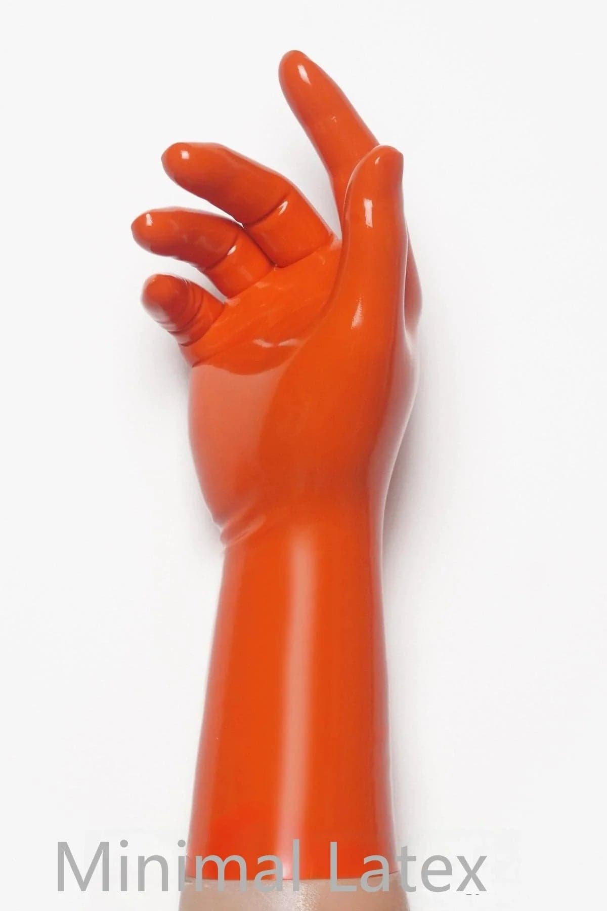 Oranje klassieke korte gegoten latexhandschoenen