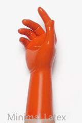 Oranje klassieke korte gegoten latexhandschoenen