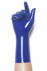 Königsblaue klassische kurze Handschuhe aus geformtem Latex