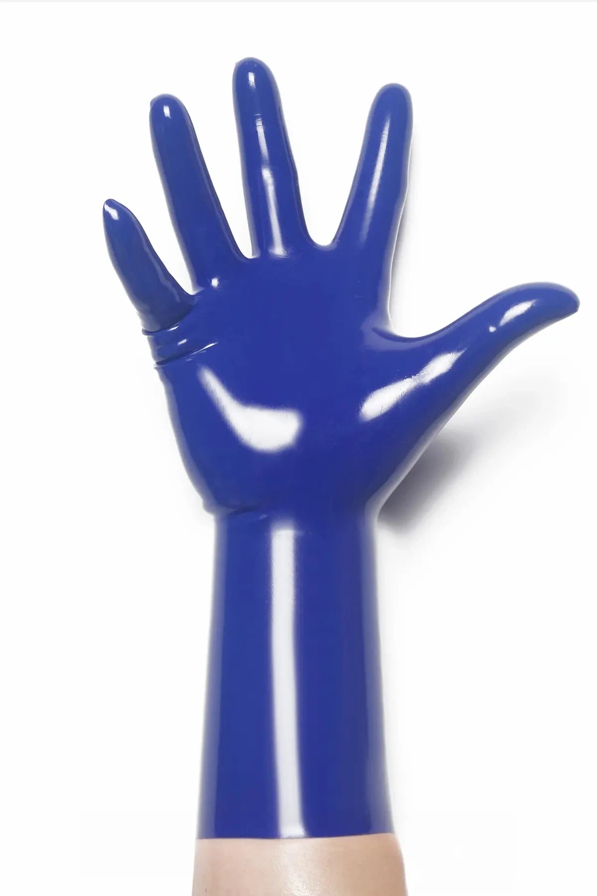 Königsblaue klassische kurze Handschuhe aus geformtem Latex