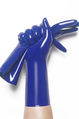 Königsblaue klassische kurze Handschuhe aus geformtem Latex
