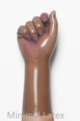Doorschijnend grijze klassieke korte gegoten latexhandschoenen