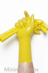 Gele klassieke korte gegoten latexhandschoenen