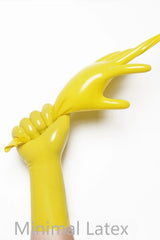 Gele klassieke korte gegoten latexhandschoenen