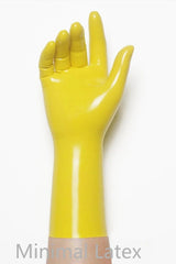 Gele klassieke korte gegoten latexhandschoenen