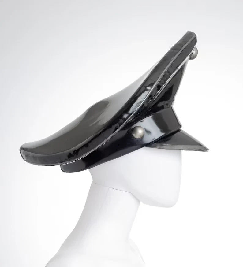 Sleek Black Latex Military Cap sleek-black-latex-military-cap